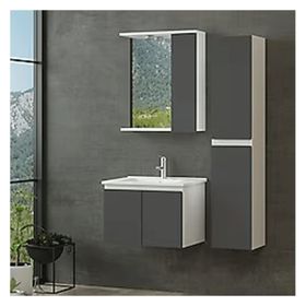 Denko Terra 65 cm Mdf Antrasit Gri Banyo Dolabı Takımı