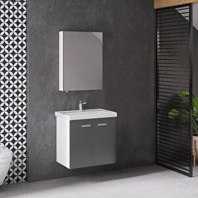 Denko Terra 65 cm Mdf Antrasit Gri Banyo Dolabı Takımı