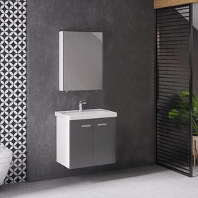 Denko Terra 65 cm Mdf Antrasit Gri Banyo Dolabı Takımı