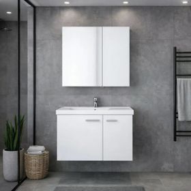 Denko Terra 80 cm Beyaz Banyo Dolabı Seti