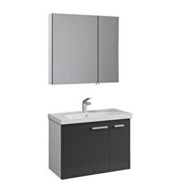 Denko Terra 80 cm Mdf Antrasit Gri Banyo Dolabı Takımı