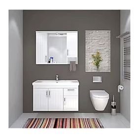 Denko Twin 120 cm Mdf Beyaz Banyo Dolabı Takımı