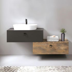 Denko Verona 150 cm Mdf Bronz Gri Banyo Dolabı Alt Modül Lavabo