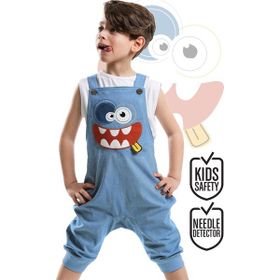 Denokids Mavi Yeah Gabardin Erkek Çocuk Tulum