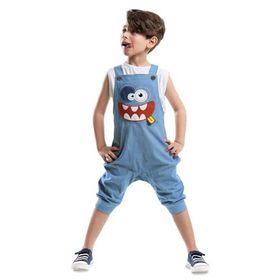 Denokids Mavi Yeah Gabardin Erkek Çocuk Tulum