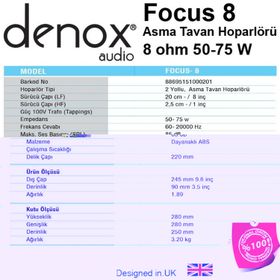 Denox FOCUS-8 Tavan Hoparlörü