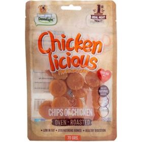 Dentalight Chicken Chips Tavuk Etli 70 gr Köpek Ödül Cipsi