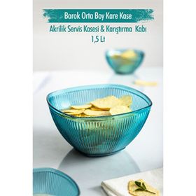Depa 1,5 lt Akrilik Barok Aquamarin Orta Boy Kare Meyve Salata Kasesi