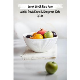 Depa 3,3 lt Akrilik Barok Beyaz Büyük Kare Meyve Salata Kasesi