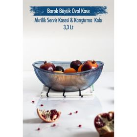 Depa 3,3 lt Akrilik Barok Lacivert Büyük Oval Meyve Salata Kasesi