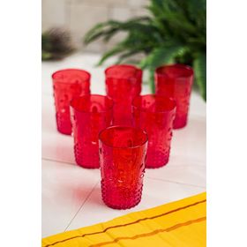 Depa 400 ml 6 Adet Akrilik Kırmızı Kahve Yanı Su Bardağı