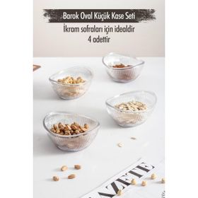Depa Akrilik Barok Şeffaf Oval 4'lü Küçük Kase Seti
