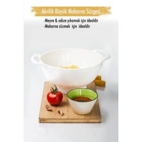 Depa Akrilik Beyaz Makarna Sebze Meyve Süzgeçi