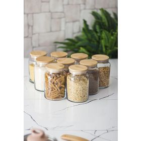 Depa Bambu Kapaklı 800 ml Orta Boy Vakum Kapak Cam Kavanoz Erzak Saklama Kabı