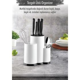 Depa Tezgah Üstü Beyaz Kaşıklık ve Bıçaklık ve Kepçelik ve Organizer