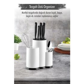 Depa Tezgah Üstü Beyaz Kaşıklık ve Bıçaklık ve Kepçelik ve Organizer