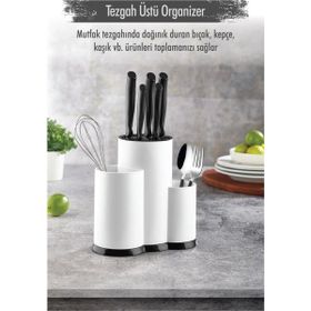 Depa Tezgah Üstü Beyaz Kaşıklık ve Bıçaklık ve Kepçelik ve Organizer