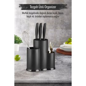 Depa Tezgah Üstü Siyah Kaşıklık ve Bıçaklık ve Kepçelik ve Organizer