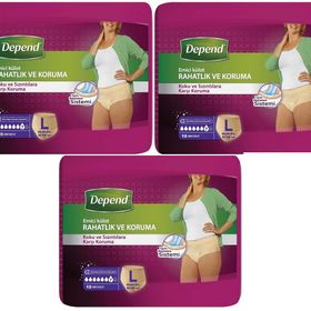 Depend 3 Paket 10'lu Large-Büyük Emici Külot Kadın Hasta Bezi