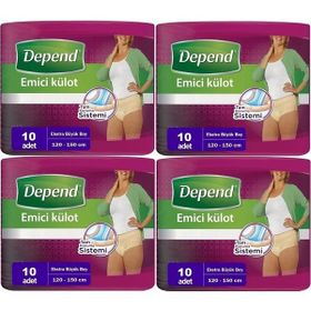 Depend 4 Paket 10'lu XL-Extra Büyük Emici Külot Kadın Hasta Bezi