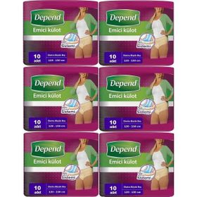 Depend 6 Paket 10'lu XL-Extra Büyük Emici Külot Kadın Hasta Bezi