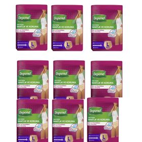 Depend 9 Paket 10'lu Large Büyük Emici Külot Kadın Hasta Bezi