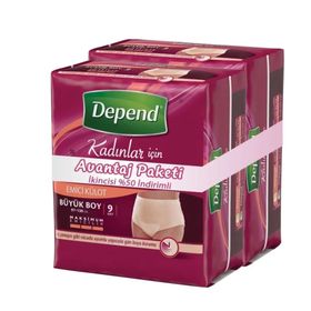 Depend 9x2 Adet Large Büyük Boy Kadın Emici Külot