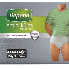 Depend Büyük 16 Adet Erkek Emici Külot