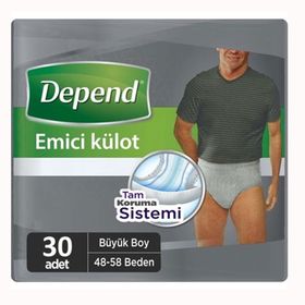 Depend Büyük Erkek 30 Adet Emici Külot Hasta Bezi