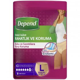 Depend Büyük Kadın 9 Adet Emici Külot Hasta Bezi