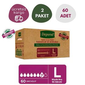 Depend Emici Külot Büyük Boy L 2x30 Adet Kadın Hasta Bezi