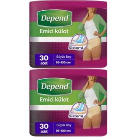 Depend Emici Külot Büyük Boy L 2x30 Adet Kadın Hasta Bezi