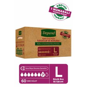 Depend Emici Külot Büyük Boy L 2x30 Adet Kadın Hasta Bezi