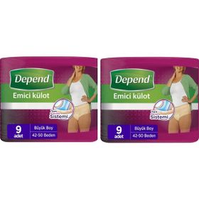 Depend Kadın Büyük Boy 42-50 Beden 2x9 Adet Emici Külot