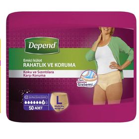 Depend L Büyük Boy 95-130 cm 10'lu 5 Paket Emici Külot