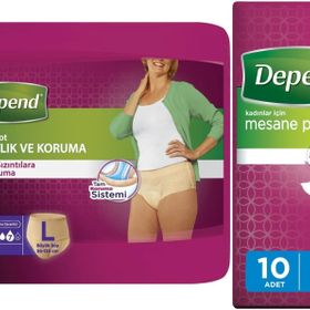 Depend L Large Büyük 10'lu Kadın Emici Külot Lohusa Pedi + Ekstra Kadın 10'lu Mesane Pedi