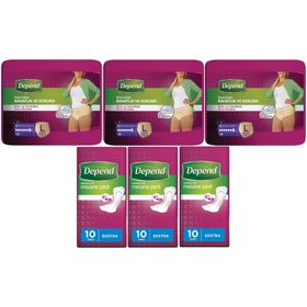 Depend Large 10'lu Büyük Kadın Emici Külot Lohusa Pedi + 10'lu Ekstra Kadın 6'lı Set Mesane Pedi