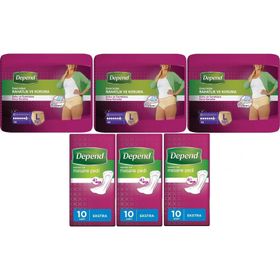 Depend Large 10'lu Büyük Kadın Emici Külot Lohusa Pedi + 10'lu Ekstra Kadın 6'lı Set Mesane Pedi