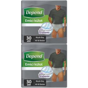 Depend Large Büyük Erkek 60 Adet 2x30 Paket Emici Külot Hasta Bezi