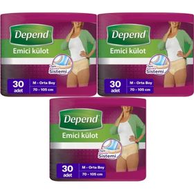 Depend Medium Kadın 3x30 Adet Emici Külot Hasta Bezi
