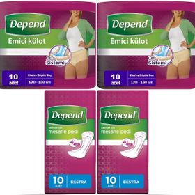 Depend XL 10 Adet Kadın Emici Külot Lohusa Pedi + 10'lu Ekstra Kadın 4'lü Set Mesane Pedi