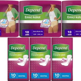 Depend XL 10 Adet Kadın Emici Külot Lohusa Pedi + 10'lu Ekstra Kadın 6'lı Set Mesane Pedi