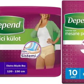 Depend XL Extra Büyük 10 Adet Kadın Emici Külot Lohusa Pedi + Ekstra 10'lu Kadın Mesane Pedi