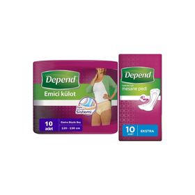 Depend XL Extra Büyük 10 Adet Kadın Emici Külot Lohusa Pedi + Ekstra 10'lu Kadın Mesane Pedi