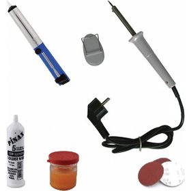 Depolife 30W Lehim Makinası Pompa Pasta Zımpara Lehim Standı 6 Parçalı Kalem Havya Seti