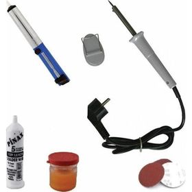 Depolife 30W Lehim Makinası Pompa Pasta Zımpara Lehim Standı 6 Parçalı Kalem Havya Seti