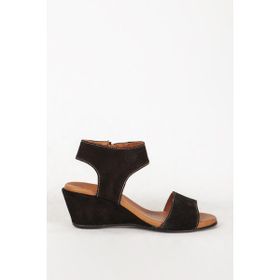 Dericlub 7016 Deri Ortopedik Süet Siyah Kadın Sandalet