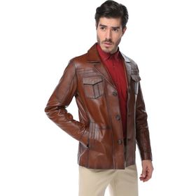 Dericlub E-1029 Kahverengi Deri Erkek Mont