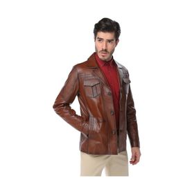 Dericlub E-1029 Kahverengi Deri Erkek Mont