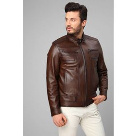 Dericlub E-1084 Camel Antik Deri Erkek Mont Battal